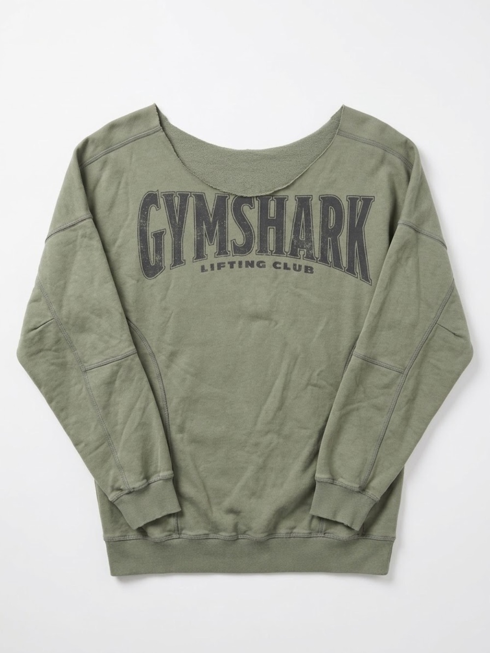 Gymshark Lifting Club Green Oversized Custom Off Shoulder Sweatshirt S